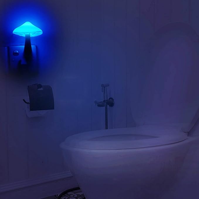 AUSAYE 3Pack Sensor LED Night Light Plug in Lamp Magic Mushroom Nightlight Cute Night Lights for Adults Kids Bedroom, Bathroom,Toilet,Hallway,Stairs,Kitchen Blue-CubbioJoy