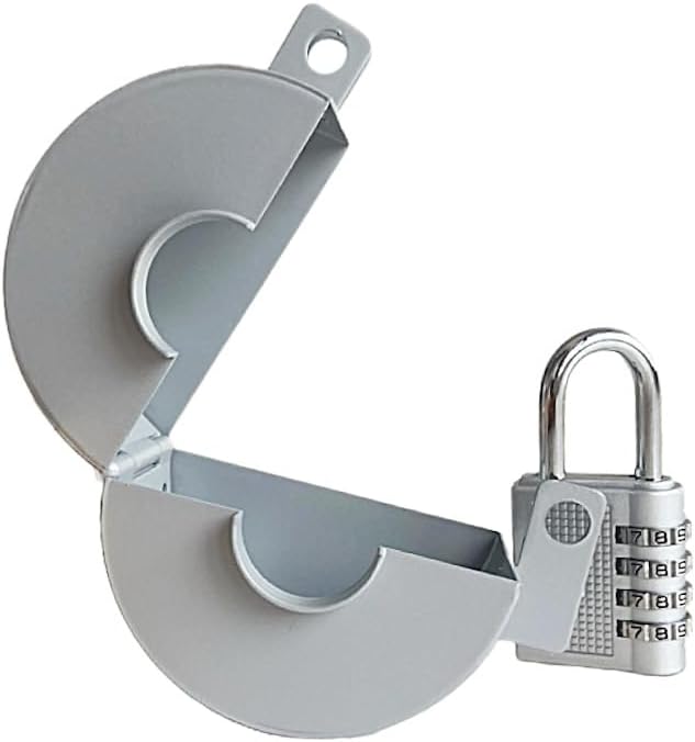 Door Knob Lockout Device (Matt Silver, 1 Padlock). Door Handle Lock - Prevents Doorknobs from Turning and Access to Keyhole. Childproof Door Knob Cover.-CubbioJoy