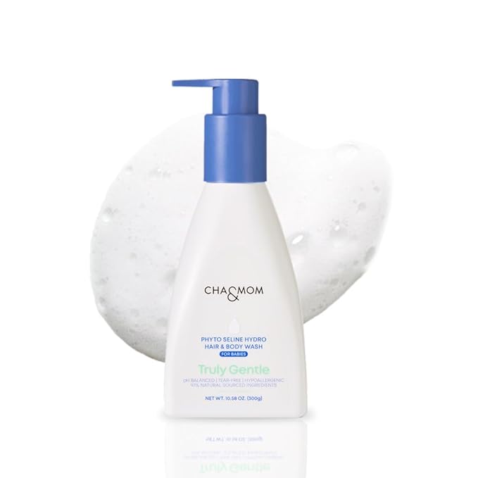 Cha&Mom Head-to-toe Korean Baby Skincare - Hypoallergenic, Plant Based, and Natural Hair & Body Wash, 10.58oz-CubbioJoy