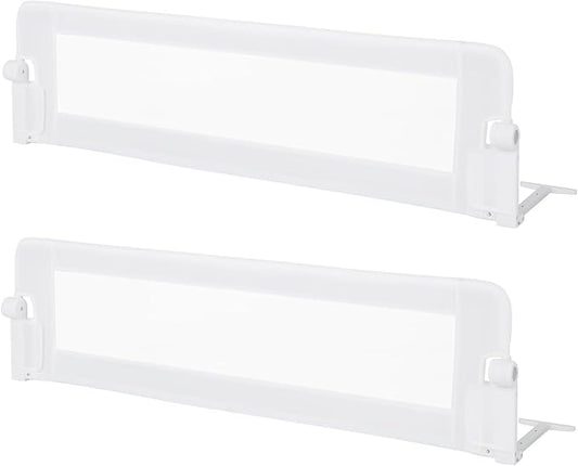 BABY JOY Double Sided Bed Rail Guard, 2 Pack, Extra Long, Swing Down for Convertible Crib, Folding Baby Safety Bedrail for Kids Twin Full Size Queen King Mattress, Rails for Toddlers (White, 60")-CubbioJoy