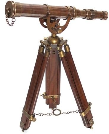 Decorative Brass Harbor Master Spyglass Telescope on Tripod – Vintage Maritime Nautical Scope for Table Office Home Decor & Collectible Navigation Gift-CubbioJoy