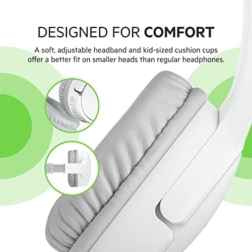 Belkin SoundForm Mini - Wireless Bluetooth Headphones for Kids with 30H Battery Life, 85dB Safe Volume Limit, Built-in Microphone - Kids On-Ear Earphones for iPhone, iPad, Fire Tablet & More - White-CubbioJoy