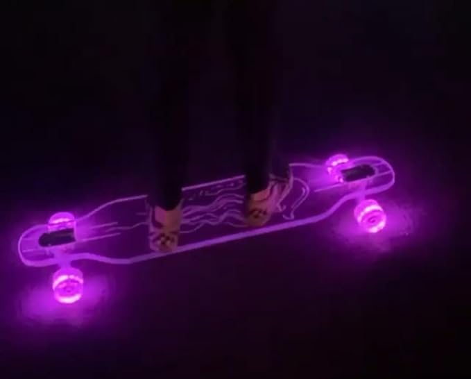 Clear Longboard Skateboard - Transparent Acrylic Long Boards with Light-Up LED Wheels for Smooth Rides - Ride The Streets in Style with Longboard Built for Beginners & Pros Alike-CubbioJoy
