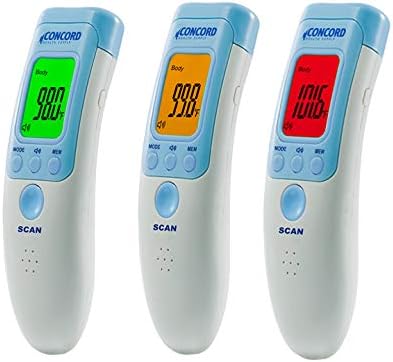 Concord Non-Contact Infrared Forehead Thermometer with Tri-Color LCD Display, 3 Modes Body, Surface and Room Temperatures. for Kids, Infants, Toddlers, Adults and Nurses-CubbioJoy