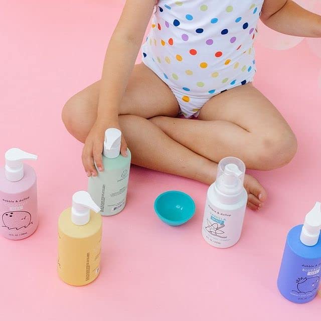 Dabble & Dollop Blueberry + Vanilla Body Wash & Shampoo – 3-in-1 Natural Bubble Bath for Kids, Made in USA, No Parabens or Sulfates, Vegan, Gluten-Free, Tear-Free (2-Pack)-CubbioJoy