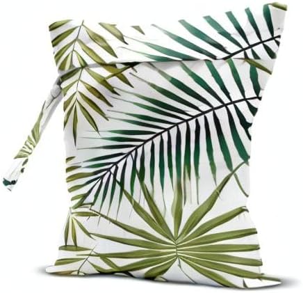 Wet Bag, Wet Dry Bag, Wet Bag for Swimsuit, Travel, Beach, Pool, Diapers, Dirty Yoga Gym Clothes, Makeup Bag, Waterproof Tropical Palm Leaves Decor Jungle Palm Leaf Favors-CubbioJoy