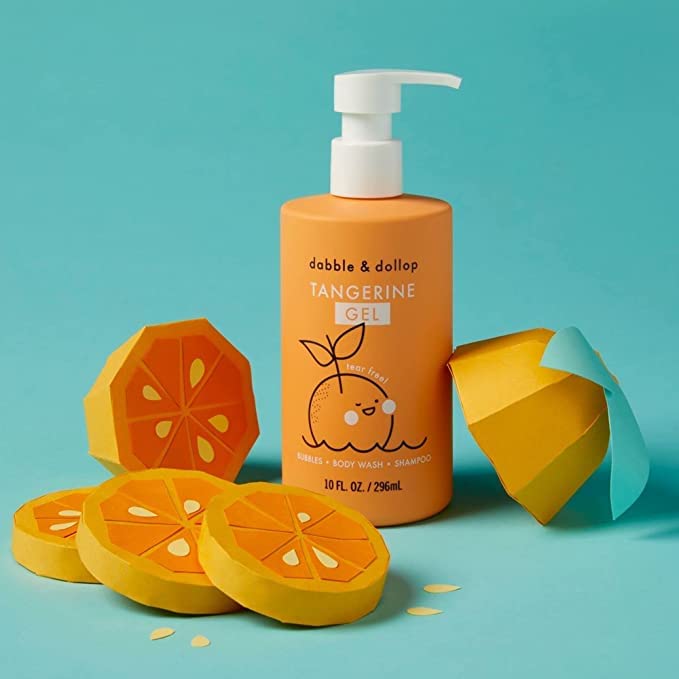 Dabble & Dollop Tangerine Body Wash & Shampoo – 3-in-1 Natural Bubble Bath for Kids, Made in USA, No Parabens or Sulfates, Vegan, Gluten-Free, Tear-Free (10oz, Pack of 2)-CubbioJoy