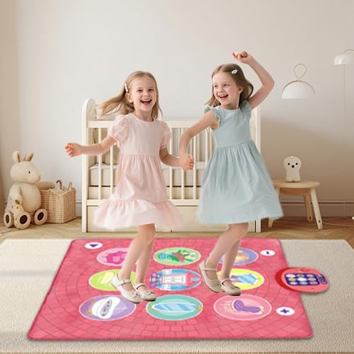 Dance Mat Toy for 3-12 Year Old Girls, Dancing Music Game Birthday for Kids, PlaymatScreen-Free Pink Dance Pad, Premium Speaker with Built-in Adjustable Volume Music, Perfect Christmas Birthday Gift-CubbioJoy