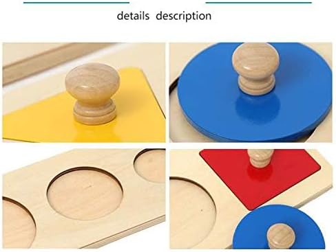 Adena Montessori Colorful Multiple Shape Puzzles Toys for 6-12 Months 1 Year Old Toddler Babies First Shapes Geometric Jumbo Knob Wooden Puzzle Color Sorter (3 Pieces)-CubbioJoy