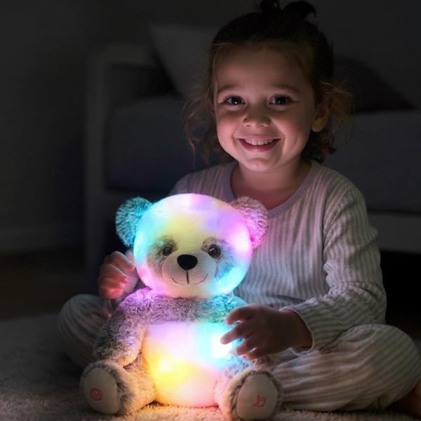 Cuteoy Light-up Singing Plush Panda LED Musical Stuffed Animal Adjustable Volume Lullaby Plushies Birthday Christmas Toy Gifts for Kids Toddler Girls, 13"-CubbioJoy