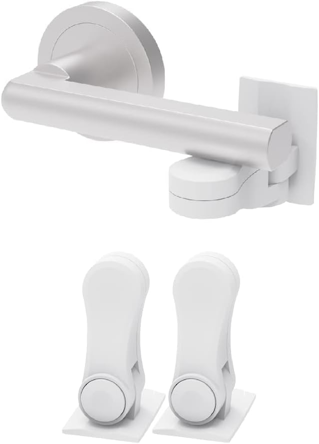 Inaya Child Proof Door Lever Lock, Baby Proofing Door Handle Lock, Minimalist Design, 3M Adhesive & No DrillingNeed, Child Safety Door Handle Locks (2 Pack)-CubbioJoy