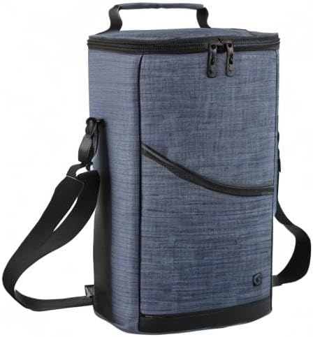 ALLCAMP 2 Bottle Wine Tote Carrier - Insulated Portable Padded Canvas Wine Bag for Travel, BYOB Restaurant, Wine Tasting, Party, Great Christmas Day Gift for Wine Lover，Blue-CubbioJoy