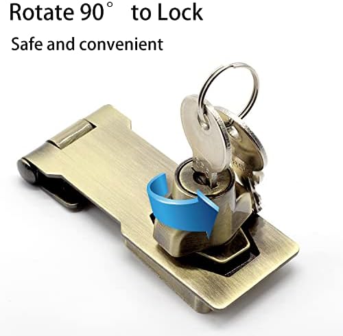 2 Packs Keyed Hasp Locks Twist Knob Keyed Locking Hasp for Small Doors, Cabinets and More,Stainless Steel Steel, Hasp Lock Catch Latch Safety Lock Door Lock with Keys (4inch, Bronze)-CubbioJoy