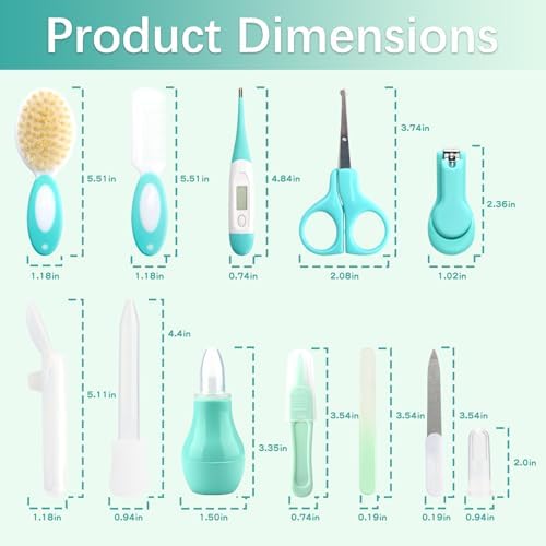 Baby Healthcare and Grooming Kit with Nail Clippers, Scissors, Infant Grooming Kit for Newborns (18 in 1, Green)-CubbioJoy