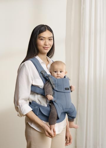 BabyBjörn Baby Carrier Harmony, Woven mélange, Blue | 3-in-1 Ergonomic Baby Carrier; Newborn, Facing-in, Outward-Facing, and Back Carrying Positions Supported (7-40 lbs), Newborn to Toddler-CubbioJoy