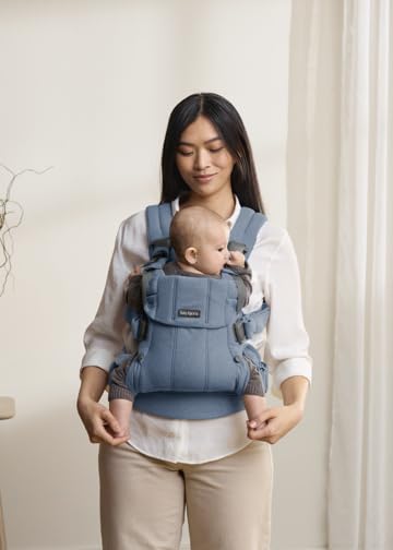 BabyBjörn Baby Carrier Harmony, Woven mélange, Blue | 3-in-1 Ergonomic Baby Carrier; Newborn, Facing-in, Outward-Facing, and Back Carrying Positions Supported (7-40 lbs), Newborn to Toddler-CubbioJoy