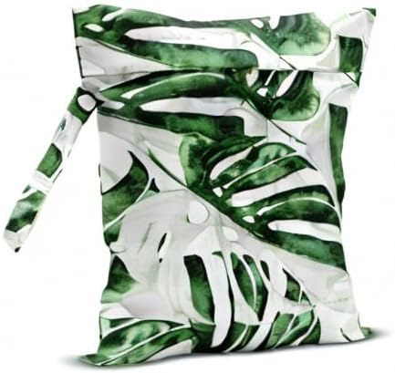 Wet Bag, Wet Dry Bag, Wet Bag for Swimsuit, Travel, Beach, Pool, Diapers, Dirty Yoga Gym Clothes, Makeup Bag, Waterproof Tropical Palm Leaves Decor Jungle Palm Leaf Favors-CubbioJoy
