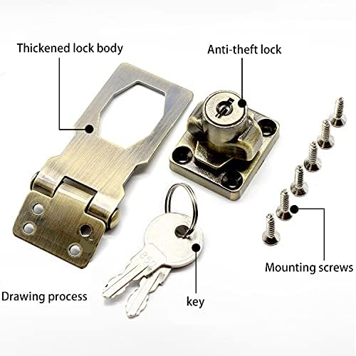 2 Packs Keyed Hasp Locks Twist Knob Keyed Locking Hasp for Small Doors, Cabinets and More,Stainless Steel Steel, Hasp Lock Catch Latch Safety Lock Door Lock with Keys (4inch, Bronze)-CubbioJoy