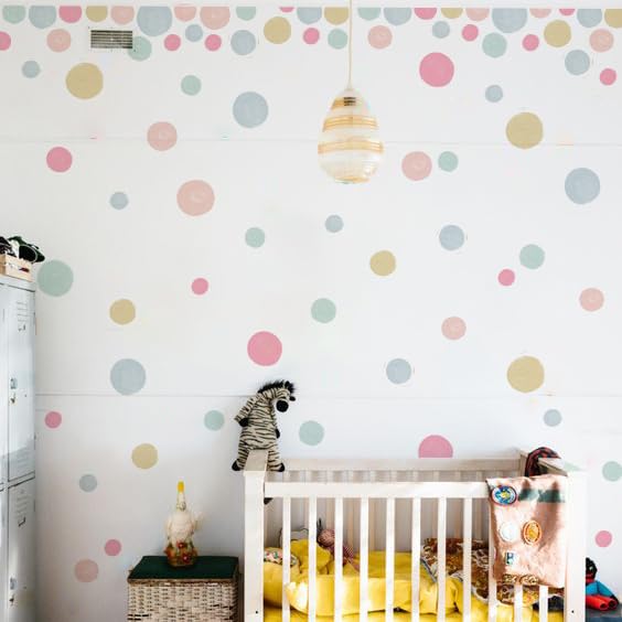 Colorful Polka Dot Wall Decals 36 PCS, Watercolor Dots Wall Sticker for Girls Bedroom Removable Wall Decals Nursery Kids Room Decor (6 Sheets)-CubbioJoy