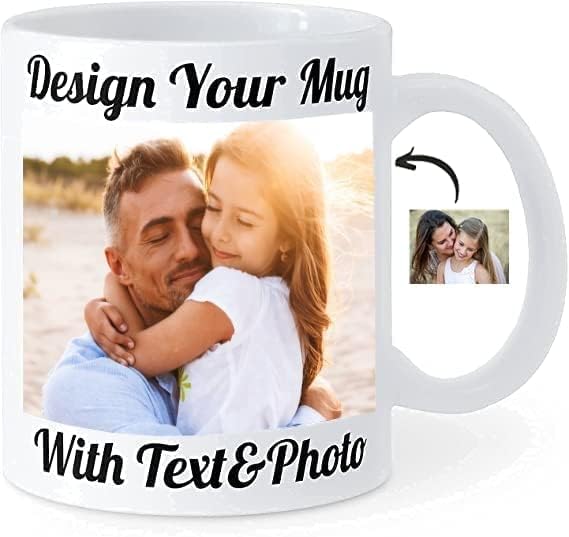 Custom Photo Coffee Mug with Your Picture and Text, Name - Personalized Gifts for Family, Girlfriend, Boyfriend, Best Friend, Birthday, Halloween, Christmas Gifts, Taza Personalizadas - 11oz White-CubbioJoy