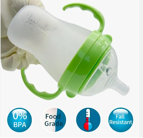 Baby Bottles (2 Pack) 8oz Nurture Nest Anti Colic Bottles with Easy to Hold Handles and Soothing Green Trim-CubbioJoy
