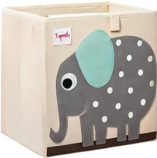 3 Sprouts Toy Storage Organizer: Toy Box Cube Organizer for Playroom, Nursery - Foldable Storage Bin - Elephant-CubbioJoy