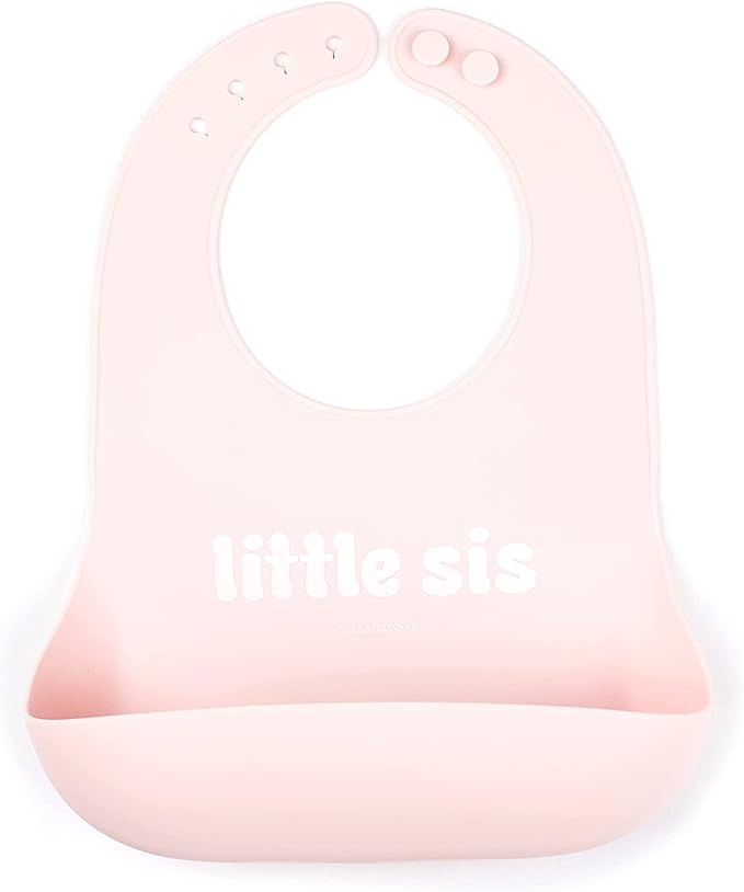 Baby Bib for Eating by Bella Tunno, Waterproof Silicone Bib with Large Food Catcher, Adjustable Fit for Babies 4-12 months & Toddlers 1-3 Years, Boys & Girls, Little Sis-CubbioJoy