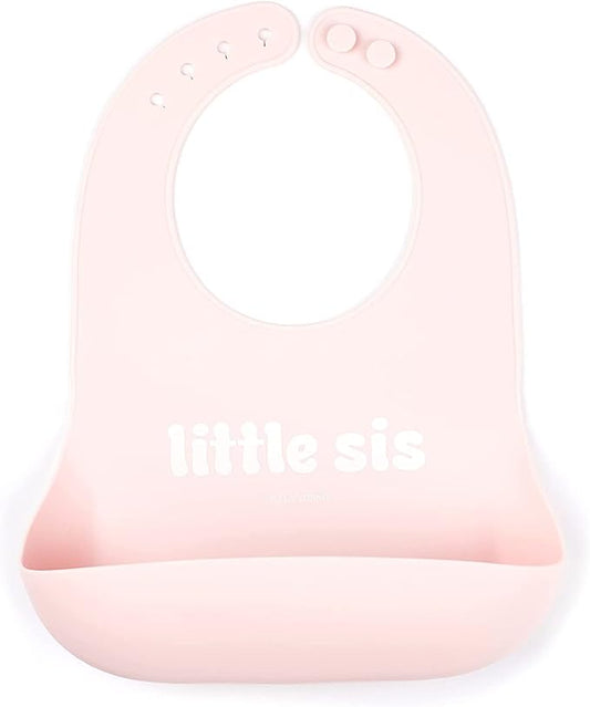 Baby Bib for Eating by Bella Tunno, Waterproof Silicone Bib with Large Food Catcher, Adjustable Fit for Babies 4-12 months & Toddlers 1-3 Years, Boys & Girls, Little Sis-CubbioJoy