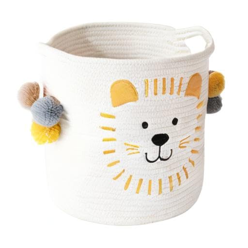INough Toy Storage Baskets Cute Laundry Basket with Handles Dog Toy Storage Basket Durable Large Cotton Rope Storage Bins Home Organizer Solution for Office, Bedroom, Closet, Toys & Laundry (Lion)-CubbioJoy