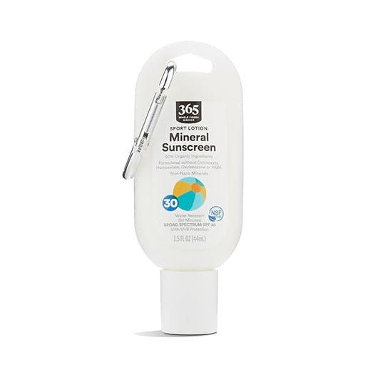 365 by Whole Foods Market, Sport Lotion Mineral Sunscreen, SPF 30, Water Resistant (80 Minutes), 1.5 Fl Oz-CubbioJoy