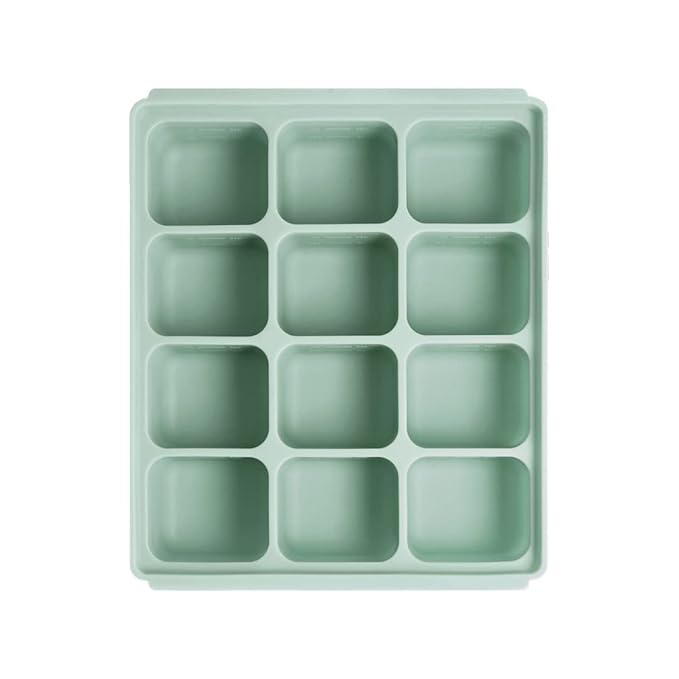 Baby Food Storage Silicone Cubes with Clip-On Lid Freezer Tray Baby Food Soups Purees Ice Easy and Safe Design Made in Korea (12 Ocean Blue)-CubbioJoy