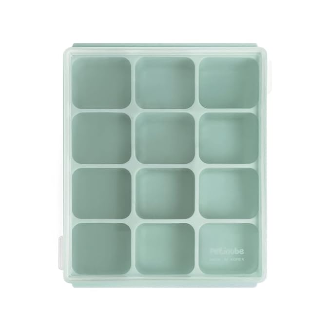 Baby Food Storage Silicone Cubes with Clip-On Lid Freezer Tray Baby Food Soups Purees Ice Easy and Safe Design Made in Korea (12 Ocean Blue)-CubbioJoy