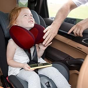 INFANZIA Kids Chin Supporting Travel Neck Pillow, Helps Support Head and Neck, Comfortably Designed for Head, Neck, and Chin Support - Gifts for Toddler/Child/Kids, Red-CubbioJoy