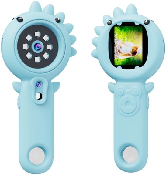 2-in-1 Microscope Camera for Kids, Mini Handheld Microscope Supporting Multiple Viewing Angles, Outdoor Educational Science Adventure Toys, Birthday Gifts for 3-10 Years Old Boys Girls, Blue Dinosaur-CubbioJoy