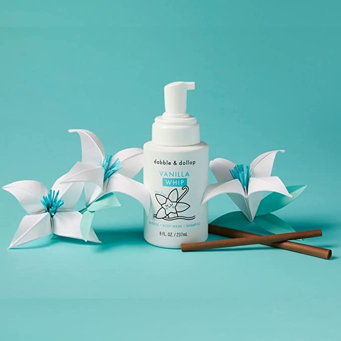 Dabble & Dollop Vanilla Body Wash & Shampoo – 3-in-1 Natural Bubble Bath for Kids, Made in USA, No Parabens or Sulfates, Vegan, Gluten-Free, Tear-Free (10oz, Pack of 2)-CubbioJoy