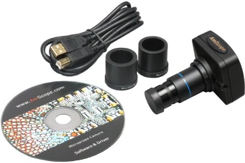 AmScope B100-3M Digital Compound Binocular Microscope, 40X-1000X Magnification, Brightfield, Tungsten Illumination, Abbe Condenser, Plain Stage, Includes 3MP Camera with Reduction Lens and Software-CubbioJoy