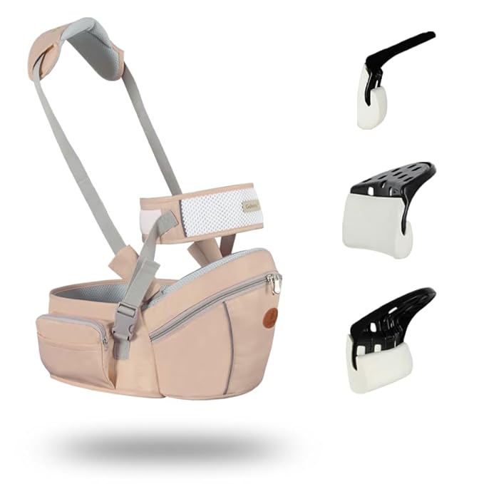 Baby Hip Seat Carrier Baby Waist Stool for Child Infant Toddler with Adjustable Strap Buckle Pocket Soft Inner Huge Storage (Khaki)-CubbioJoy