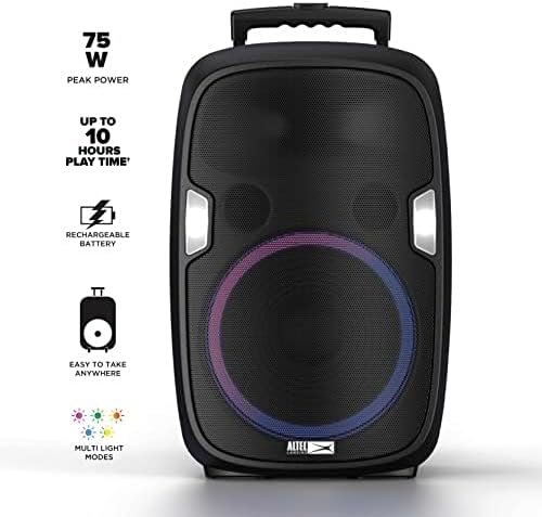 Altec Lansing SoundRover 75 Wireless Speaker 75W Bluetooth Speaker with a Long Lasting 10 Hour Battery, 50 Foot Range, Multi LED Party Modes, True Wireless Pairing, Bonus Microphone-CubbioJoy