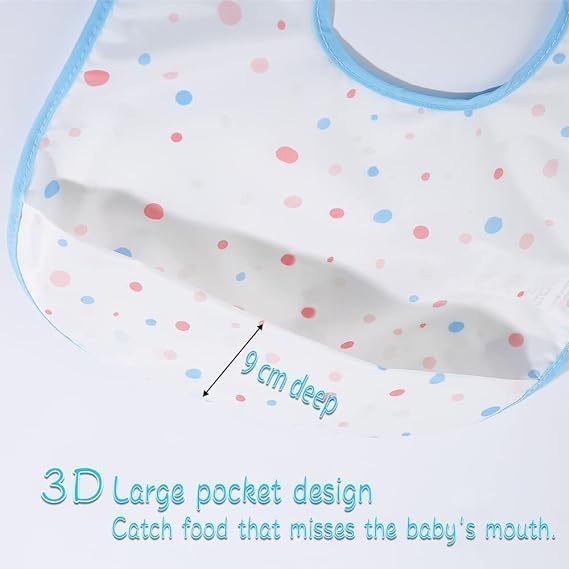 Baby bibs Waterproof Toddler bib - Feeding bib with Pocket for Infant Boy Girl Washable 6-36M-CubbioJoy