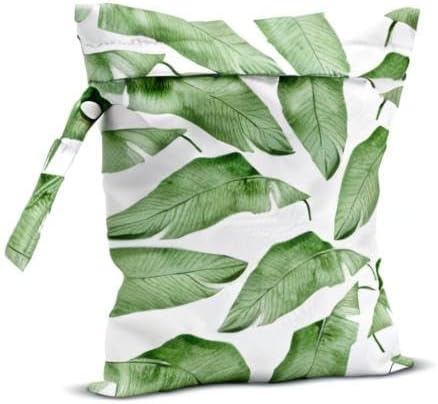 Wet Bag, Wet Dry Bag, Wet Bag for Swimsuit, Travel, Beach, Pool, Diapers, Dirty Yoga Gym Clothes, Makeup Bag, Waterproof Tropical Palm Leaves Decor Jungle Palm Leaf Favors-CubbioJoy