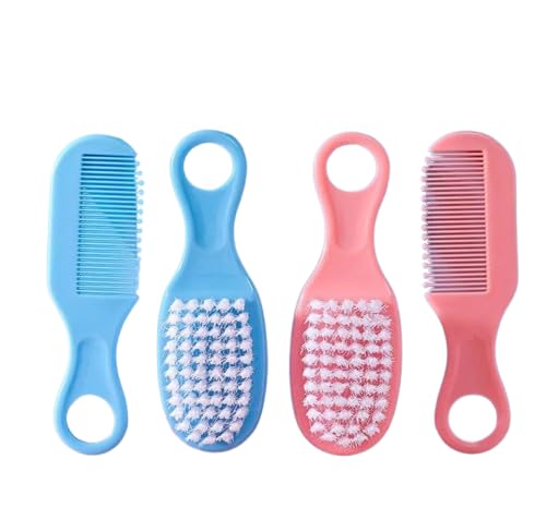 Baby Comb and Brush Set – Soft Bristles for Newborns, Toddlers & Infants | Gentle Scalp Care | BPA-Free, Hypoallergenic | Baby Hairbrush for Cradle Cap & Sensitive Skin (Blue)-CubbioJoy