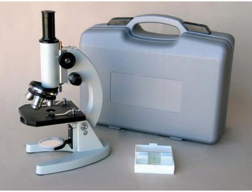AmScope M60A-BTK Beginner Microscope Kit, Mirror Illumination, WF10x and WF16x Eyepieces, 40x-640x Magnification, Includes Case, 5 Blank Slides, 5 Prepared Slides, and Book-CubbioJoy