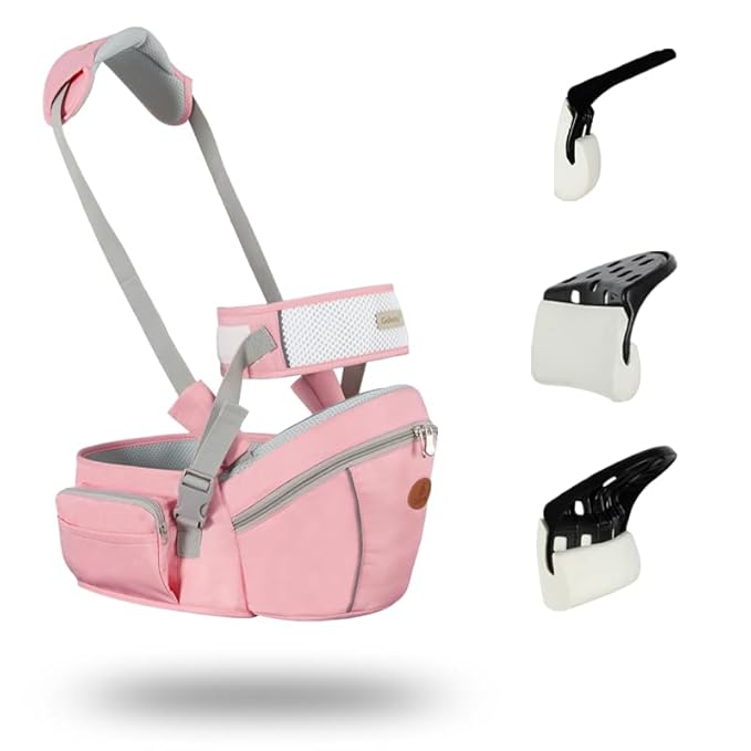 Baby Hip Seat Carrier Baby Waist Stool for Child Infant Toddler with Adjustable Strap Buckle Pocket Soft Inner Huge Storage (Pink)-CubbioJoy