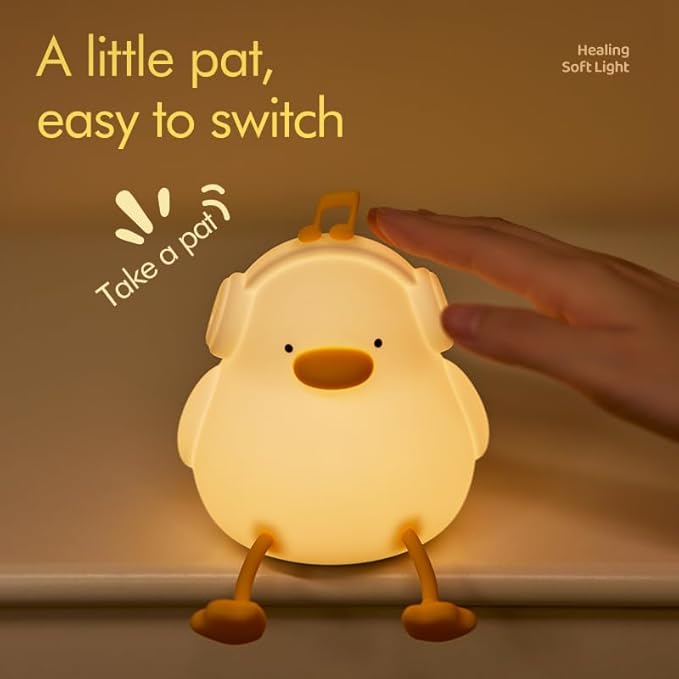 ATSUI Night Light for Kids, Squishy Duck Design, 3 Level Dimmable, Silicone Construction-CubbioJoy