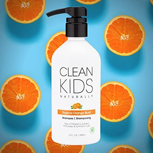 Clean Kids Naturally Tropical Shampoo- EWG Verified, All-Natural, Coconut-free, Gluten-free, Vegan, and Cruelty-free, Paraben-Free (16 Fl Oz, Orange Burst)-CubbioJoy