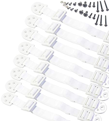 Boxiki Kids Adjustable Anti-Tip Furniture Anchors for Baby Proofing and Dresser Anchoring Kit. 8 PC Wall Anchors and Earthquake Straps. Baby Safety Kit and Home Safety Furniture Straps (White)-CubbioJoy