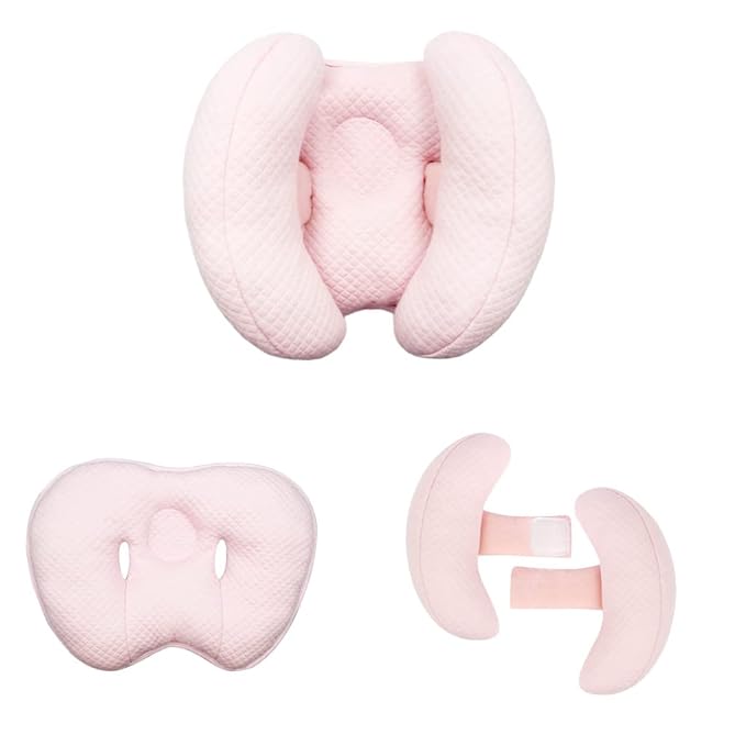 2 in 1 Baby Support Pillow, Banana Shape Baby Neck Head Travel Pillow Stroller Insert Cushion for Kids, Toddler, Pink-CubbioJoy