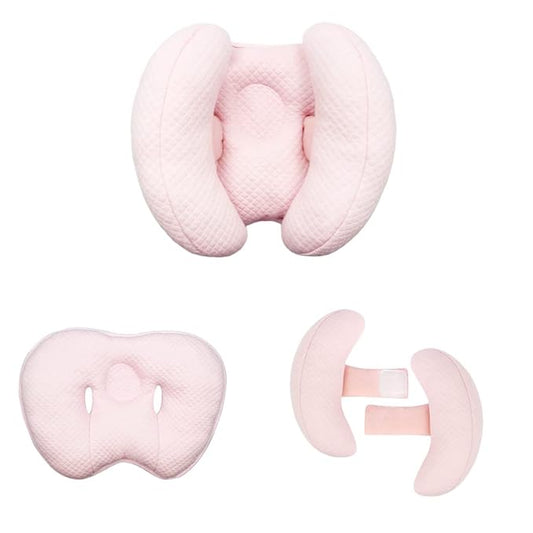 2 in 1 Baby Support Pillow, Banana Shape Baby Neck Head Travel Pillow Stroller Insert Cushion for Kids, Toddler, Pink-CubbioJoy