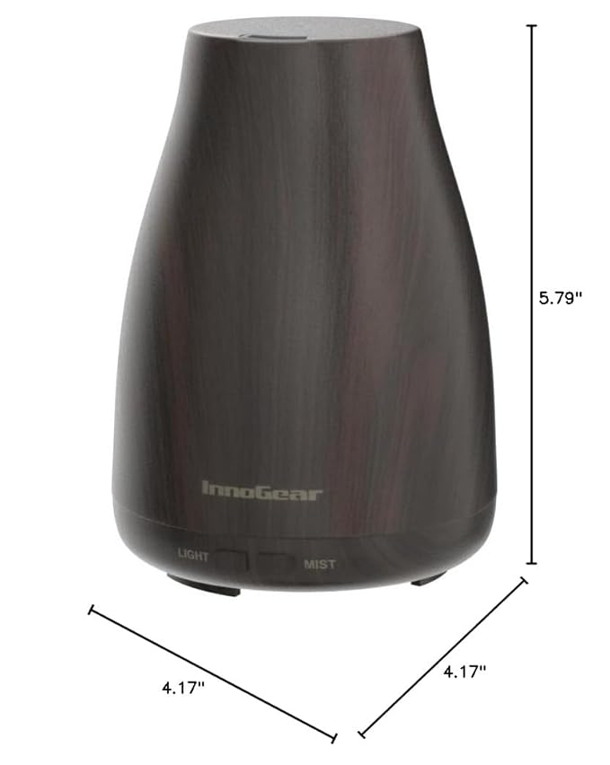 InnoGear Essential Oil Diffuser with Oils, 100ml Aromatherapy Diffuser with 6 Essential Oils Set, Aroma Cool Mist Humidifier Gift Set, Dark Wood Grain-CubbioJoy