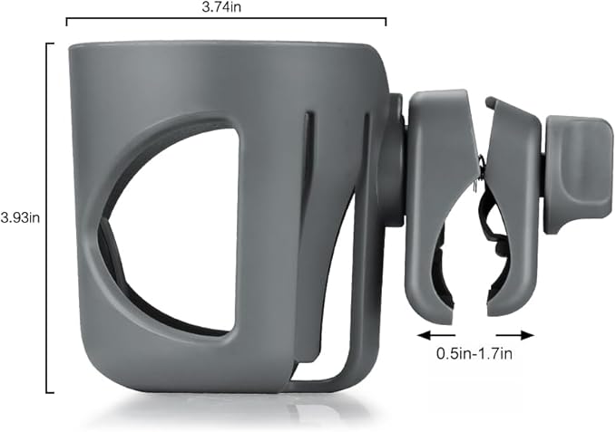 Accmor Universal Cup Holder, Stroller Cup Holder, 360° Rotatable Large Caliber Designed Bottle Holder for Stroller, Bike, Wheelchair, Walker, Scooter, Grey-CubbioJoy